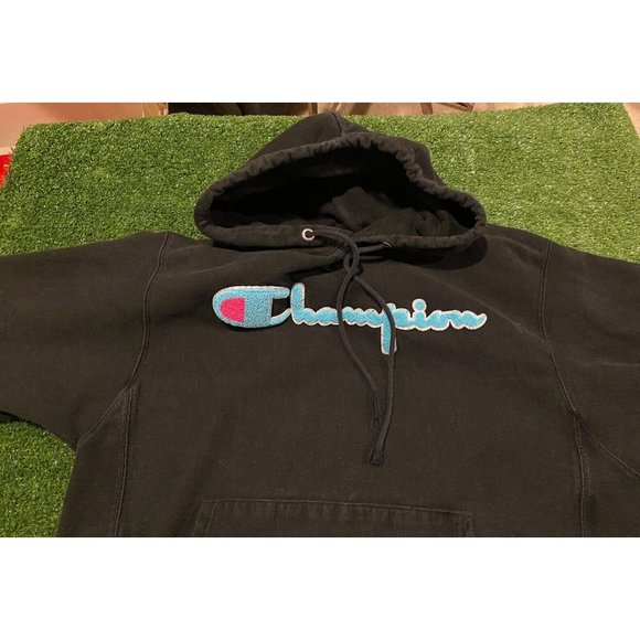 Champion Reverse Weave spell out script hoodie sweatshirt black. - Picture 4 of 10